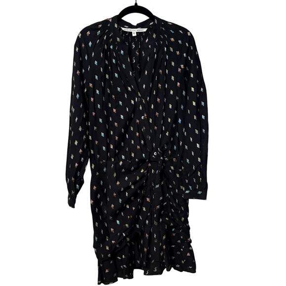 Veronica Beard Black Alia Metallic Geometric Long Sleeve Mini Dress Size 2 XS - Picture 4 of 8